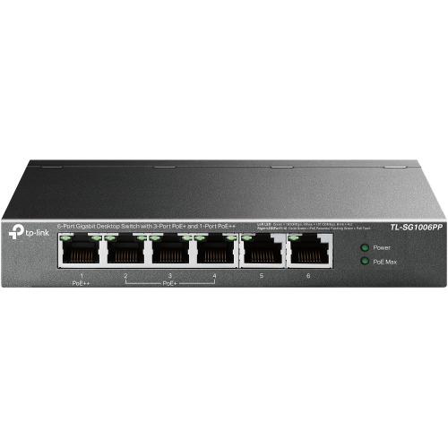 TP-LINK TP-LINK TL-SG1006PP 6 Port, GigaBit, Metal Kasa, 4 Port PoE, 64W, Yönetilemez, Masaüstü Switch Resim-1