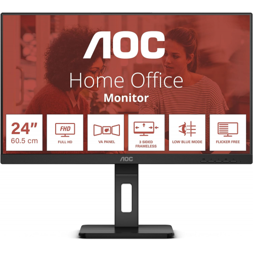 AOC 24E3QAF 24&quot; 4ms, 75Hz, Full HD Monitör, HDMI, DP, 2x2W Hoparlör, Pivot, IPS Panel Monitör