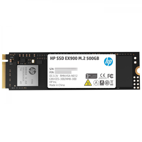 HP 2YY44AA, EX900, 500GB, 2100-1500Mb/s, Gen3, NVMe PCIe M.2, 3D NAND, SSD