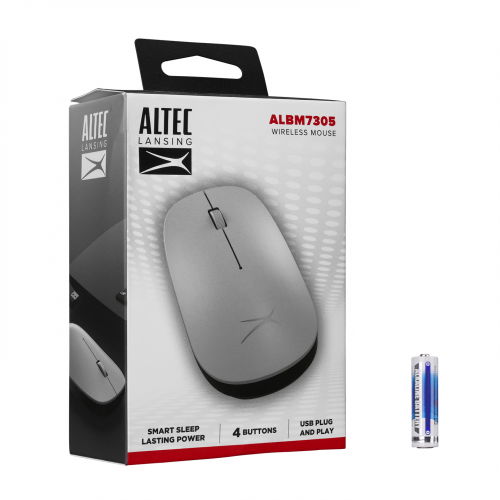 Altec Lansing ALBM7305, Gümüş, 2.4GHz, USB, 1600DPI, Kablosuz Optik Mouse