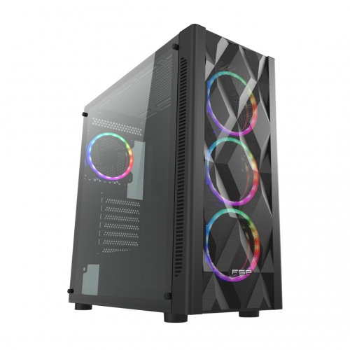 FSP CMT595AL Mid Tower, 650W 80+ Bronze, Siyah,  Temperli Cam, RGB, ATX GAMING KASA