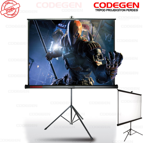 Codegen TX-24 TRIPOD PROJEKSİYON PERDESİ 240X200 (Arkası Siyah Fonlu - Taşınabilir Ayaklı Model)