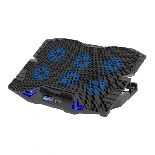 FRISBY FNC-5235ST 6 adet x 7cm Fan, 10&quot;-15.6&quot; Gaming Notebook Soğutucu, 5 Kademeli Stand, 3 Farklı Program, Ayarlanabilir Hız, Mavi Ledli (Siyah)