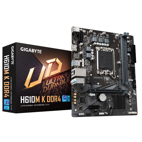 GIGABYTE H610M K rev.1.0, 2xDDR4, M.2, HDMI, 12-13.Nesil, LGA1700 Soket, Anakart