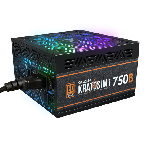 GAMDIAS KRATOS M1-750B, 750W, 80+ Bronze, Aktif PFC, RGB, GAMING, ATX, Power Supply (PSU)