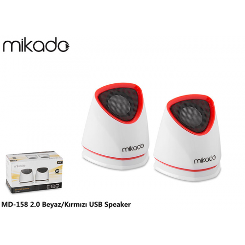 MIKADO MD-158, 6W, 1+1, Masaüstü, USB, Speaker, (Beyaz-Kırmızı)