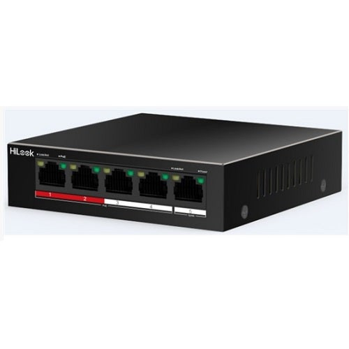 HILOOK NS-0105P-35(B), 5 Port, Megabit, 4 Port PoE, 35W, +1 Port Megabit Uplink, Long Range 250Metre, Yönetilemez, Masaüstü Switch