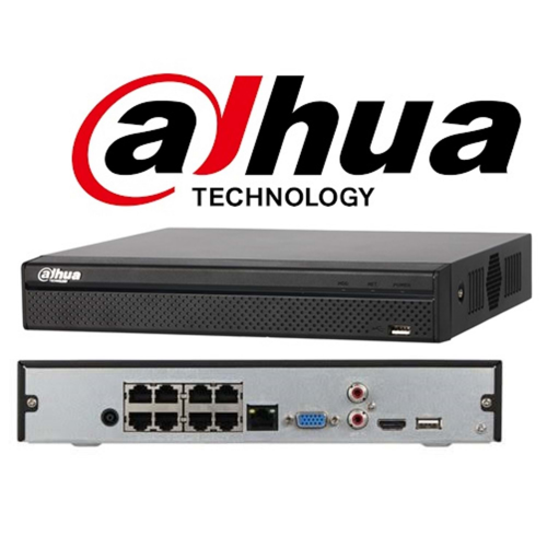 DAHUA  NVR2108HS-8P-T, 8Kanal PoE, 8Mpix, H265+, 1 HDD Desteği, 1080P Kayıt, 80Mbps Bant Genişliği, NVR