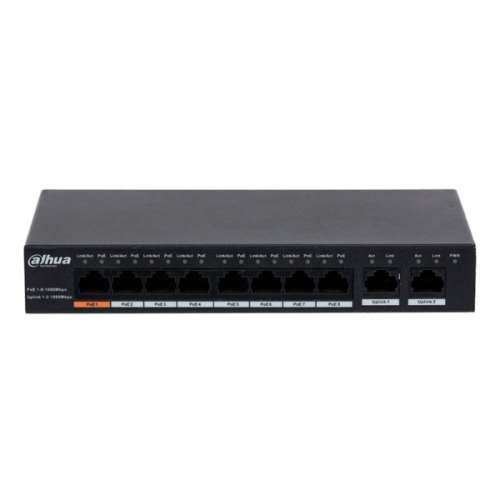 DAHUA PFS3010-8GT-96 8 Port, GigaBit, 8 Port PoE, 96W, +2 Port GigaBit Uplink, Yönetilemez, Masaüstü Switch