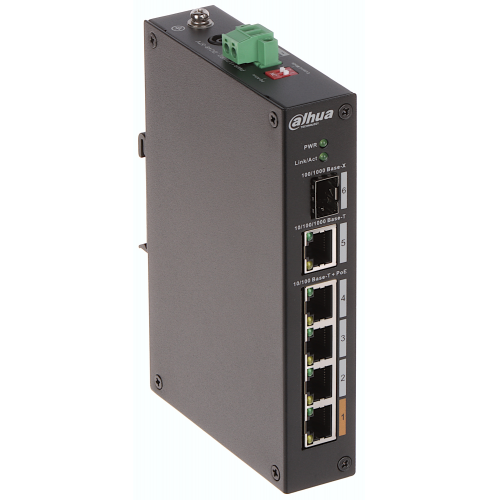 DAHUA PFS3106-4ET-60-V2,  6 Port, Megabit,  4FE PoE Port (4xPoE 60W) ,1GE Uplink, 1GE SFP Yönetilemez Switch