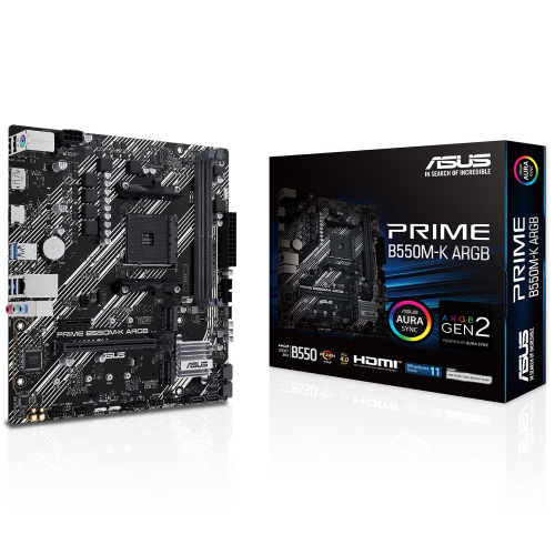 ASUS PRIME B550M-K ARGB, 2xDDR4, 2x M.2, DP, HDMI, AM4 Soket Anakart