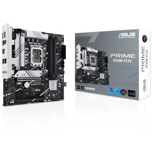 ASUS PRIME B760M-PLUS, 4xDDR5, 2x M.2, HDMI, DP, Type-C, 12-13-14.Nesil, LGA1700 Soket, Anakart