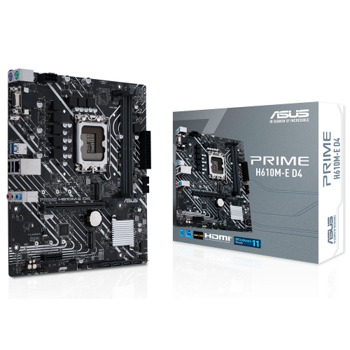 ASUS PRIME H610M-E D4, 2xDDR4, 2x M.2, D-SUB, HDMI, DP, 12-13.Nesil, LGA1700 Soket, Anakart