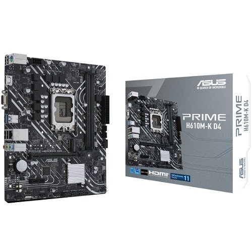 ASUS PRIME H610M-K D4, 2xDDR4, M.2, D-SUB, HDMI, 12-13.Nesil, LGA1700 Soket, Anakart