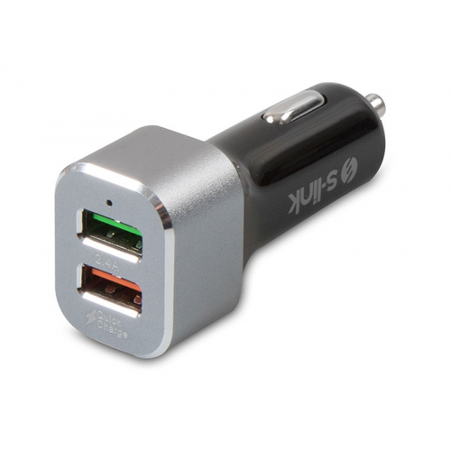 S-LINK SW-QAC40M, Toplam 5.4A, Hızlı Şarj, 2xUSB (1x2.4A, 1x3.0A) Metal Kafa, Dual Araç Şarj Cihazı