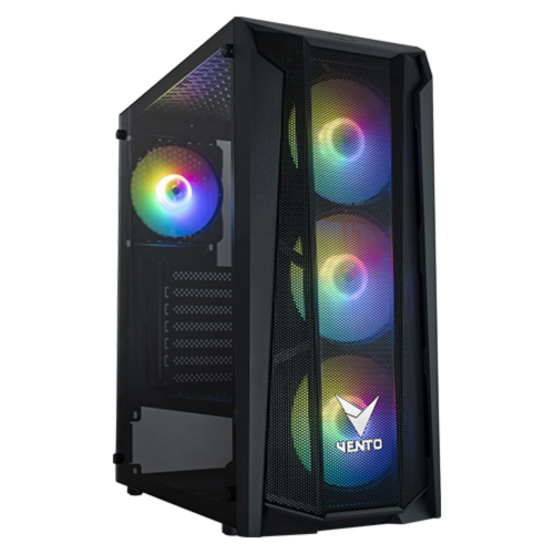 VENTO VG15FE Mid Tower, 500W (PEAK) Siyah, Temperli Cam, RGB, ATX GAMING KASA