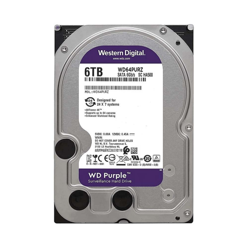 WD PURPLE, WD64PURZ, 3.5&quot;, 6TB, 256Mb, 5400 Rpm, 7/24 Güvenlik, HDD