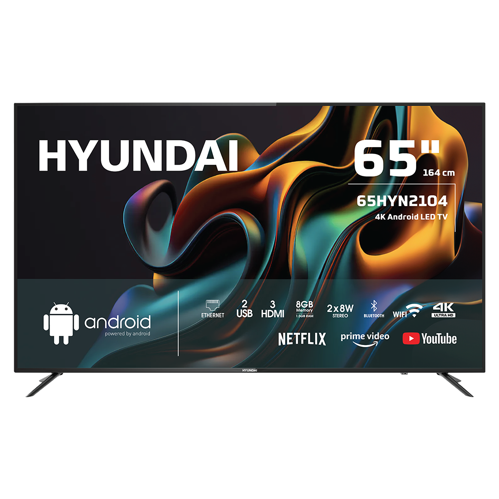 HYUNDAI 65HYN2104, 65&quot; 165cm, 4K Ultra HD, Dahili Wi-Fi, Dahili Uydu Alıcılı, Android Led Televizyon