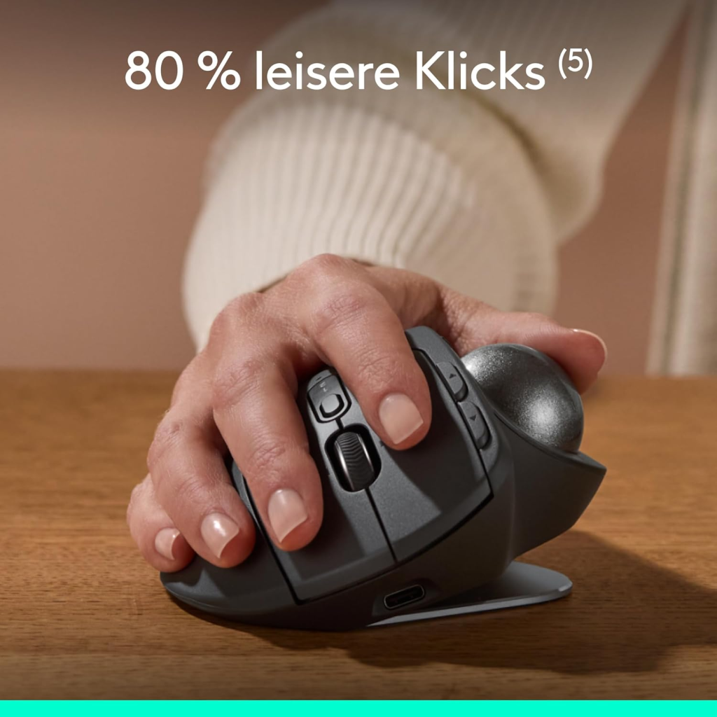 LOGITECH 910-007260, MX ERGO S Trackball Siyah,  Bluetooth, 2048dpi, Optik, 8 Tuşlu, Kablosuz, Mouse