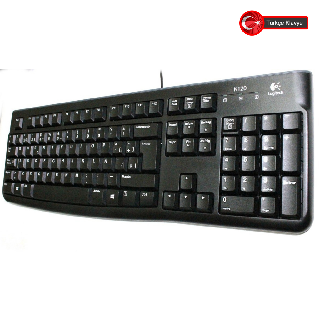 LOGITECH K120, 920-002505, USB Kablolu, Türkçe Q, Standart Klavye