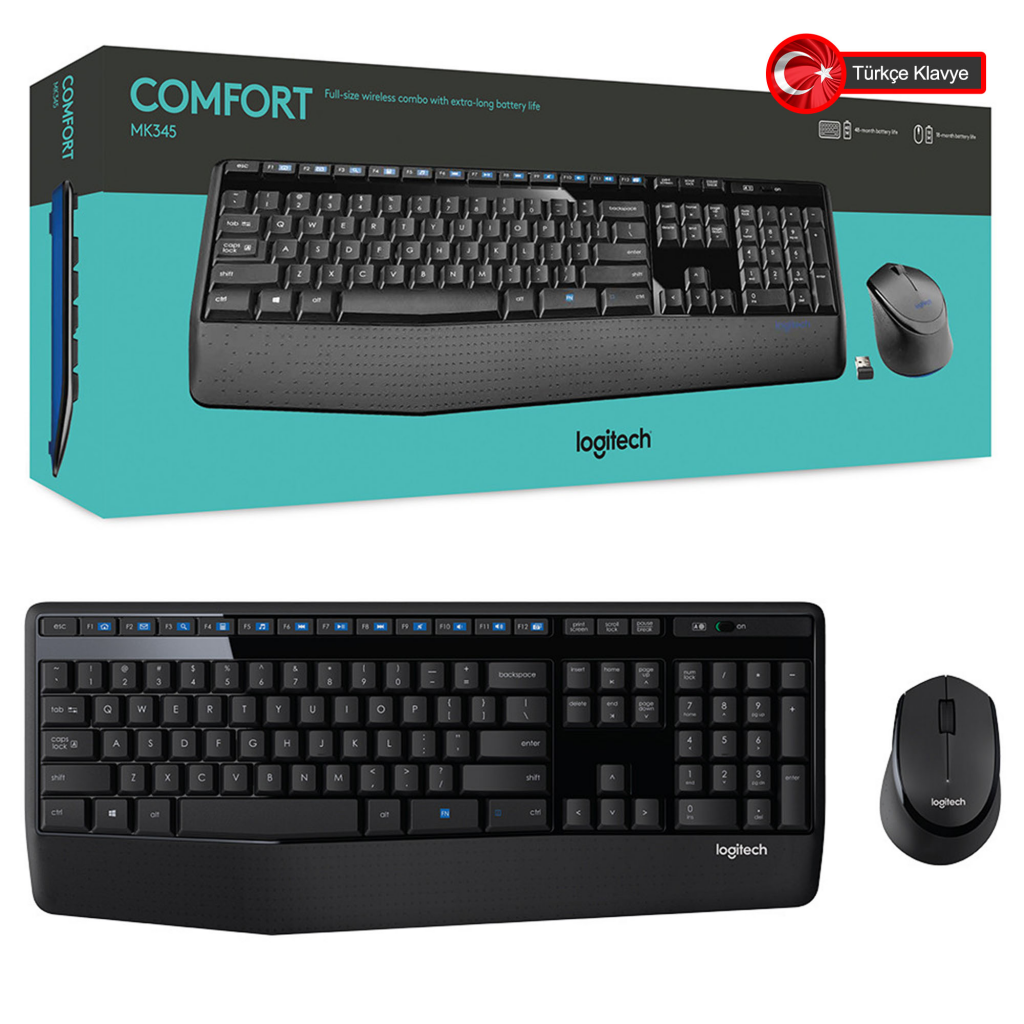 LOGITECH MK345, 920-006514, Kablosuz, Türkçe Q, Klavye Mouse Set