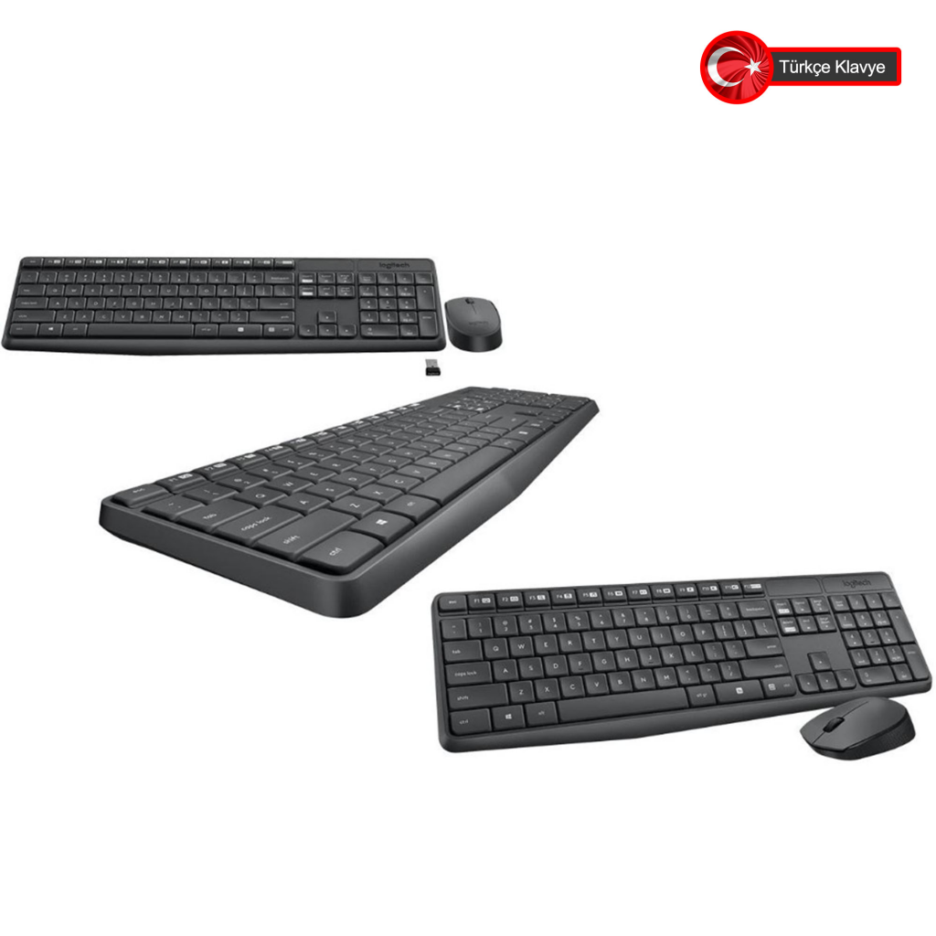 LOGITECH MK235, 920-007925, Kablosuz, Türkçe Q, Klavye Mouse Set