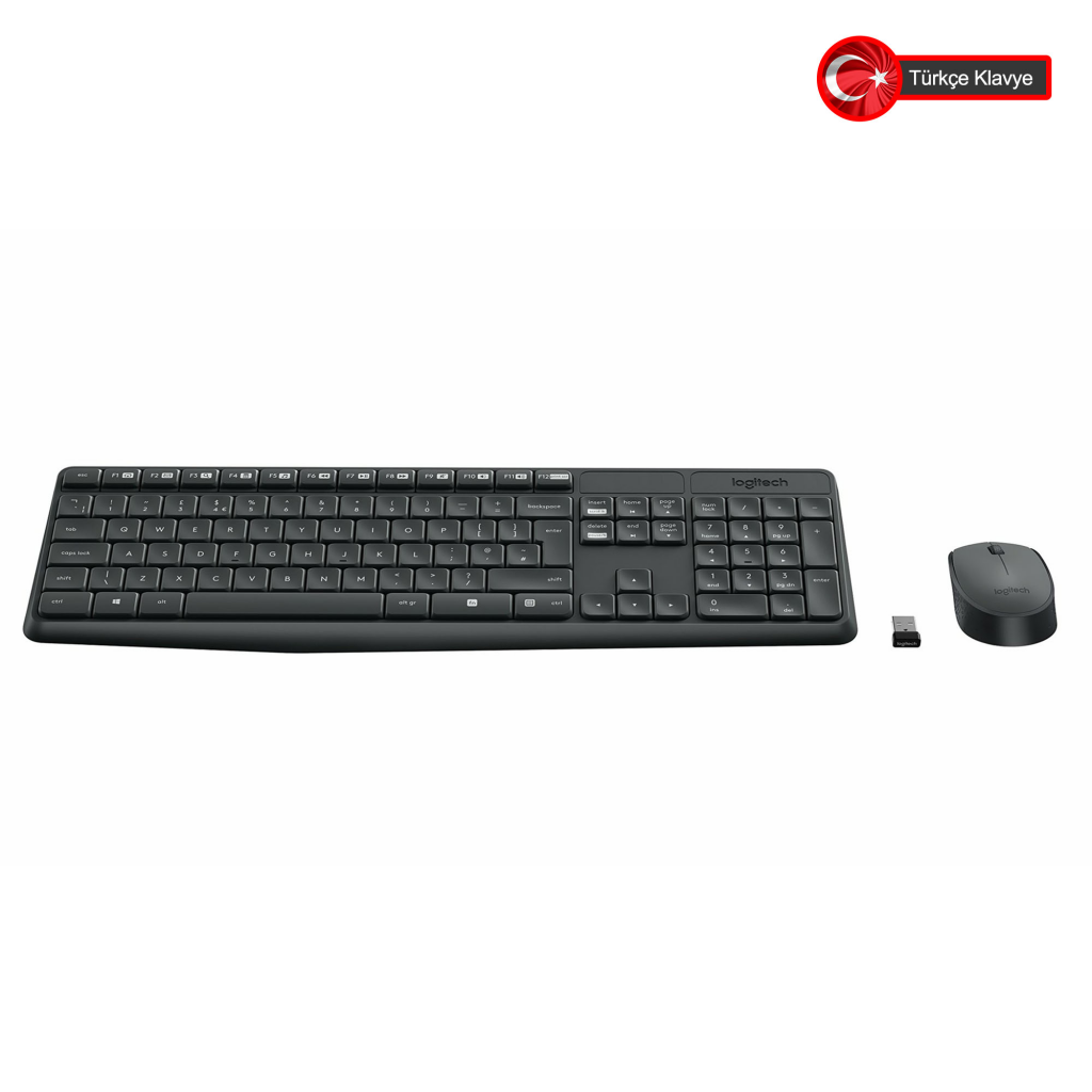 LOGITECH MK235, 920-007925, Kablosuz, Türkçe Q, Klavye Mouse Set