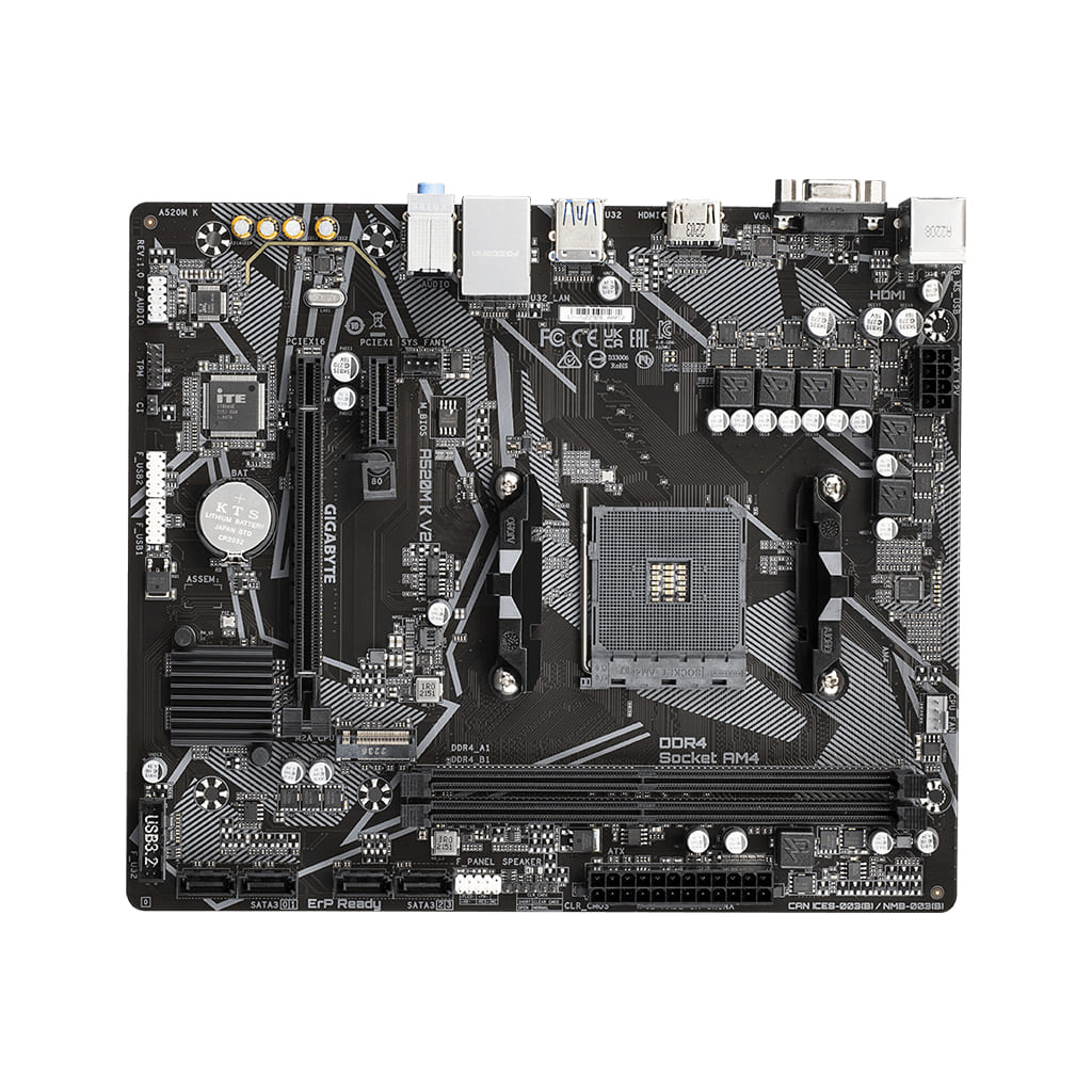 GIGABYTE A520M-K V2, 2xDDR4, 1x M.2, D-SUB, HDMI, AM4 Soket Anakart