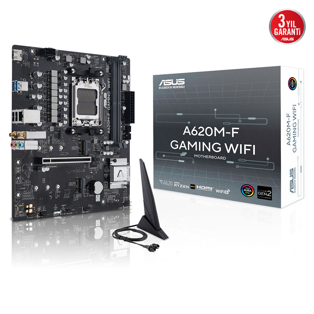 ASUS A620M-F GAMING WIFI, 2xDDR5, 2xM.2, HDMI, Wi-Fi 6E, Bluetooth v5.3, AMD Ryzen 7000 Serisi, AM5 Soket Gaming Anakart