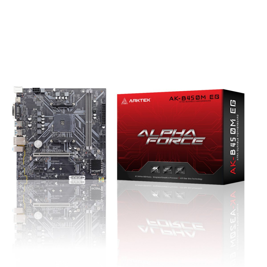 ARKTEK ALPHA FORCE, AK-B450M EG, 2xDDR4, M.2, D-SUB, DVI, HDMI, AM4 Soket Anakart