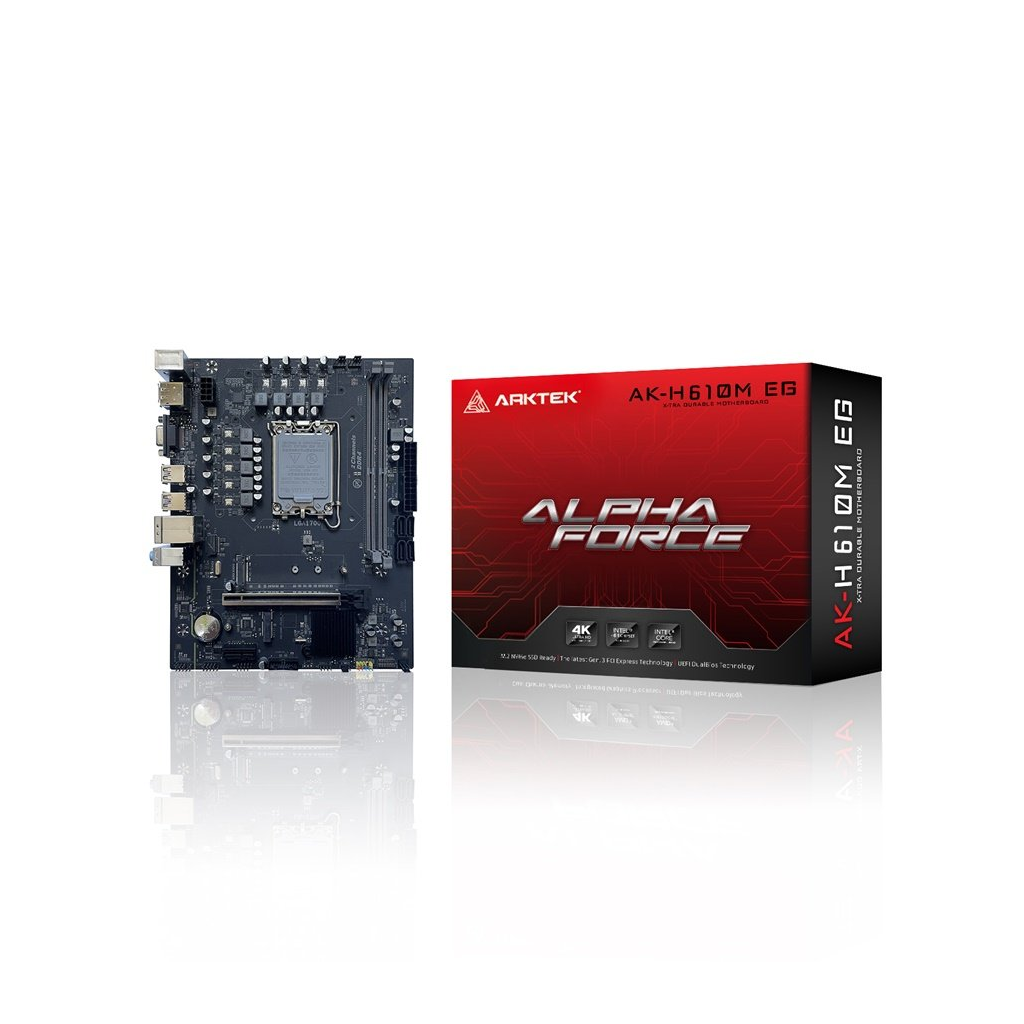 ARKTEK ALPHA FORCE, AK-H610M EG, 2xDDR4, M.2, D-SUB, HDMI, DP, 12-13.14.Nesil, LGA1700 Soket, Anakart