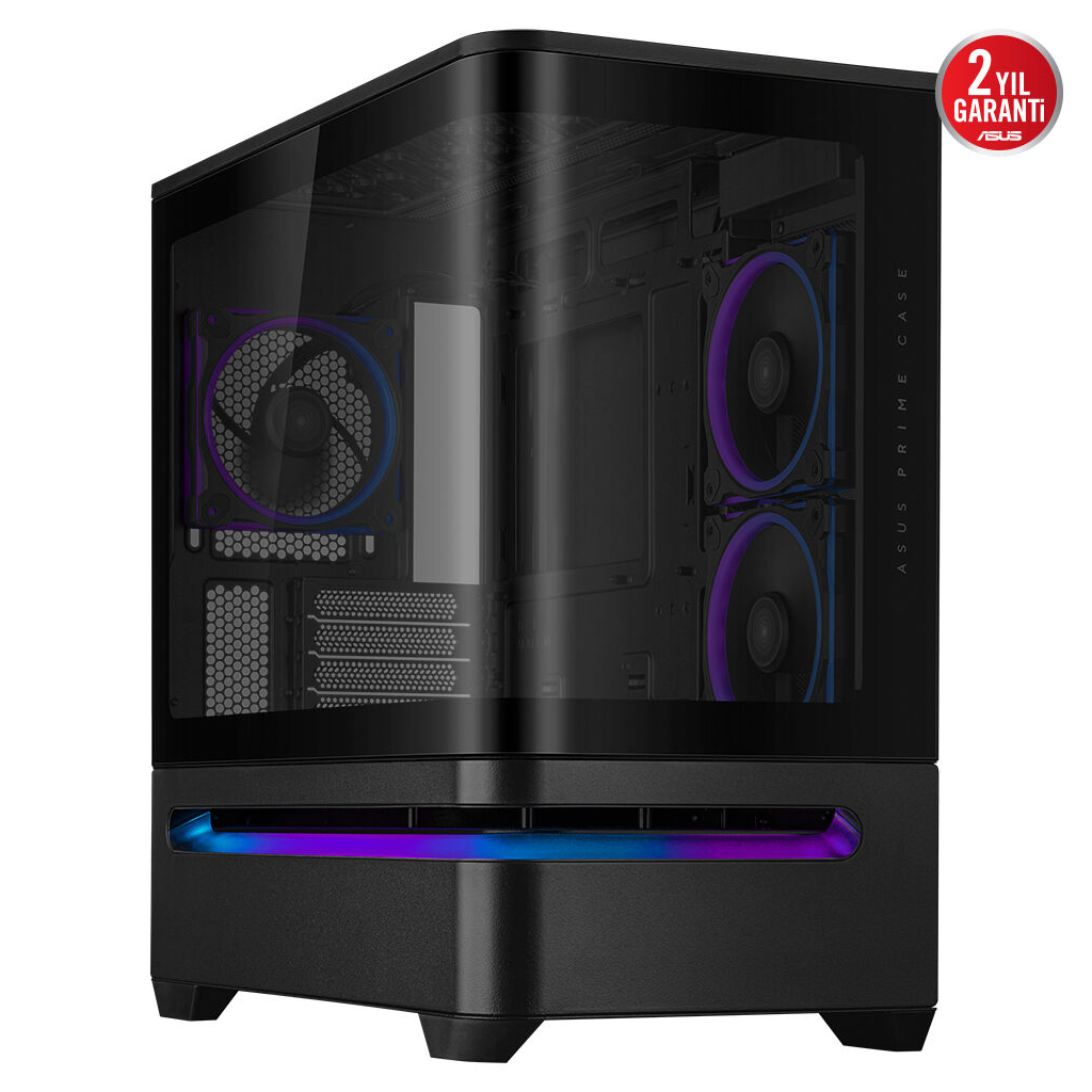 ASUS PRIME AP202 TG ARGB, PSU YOK, Tempered Glass, Kavisli Panel, ARGB, mATX, GAMING KASA