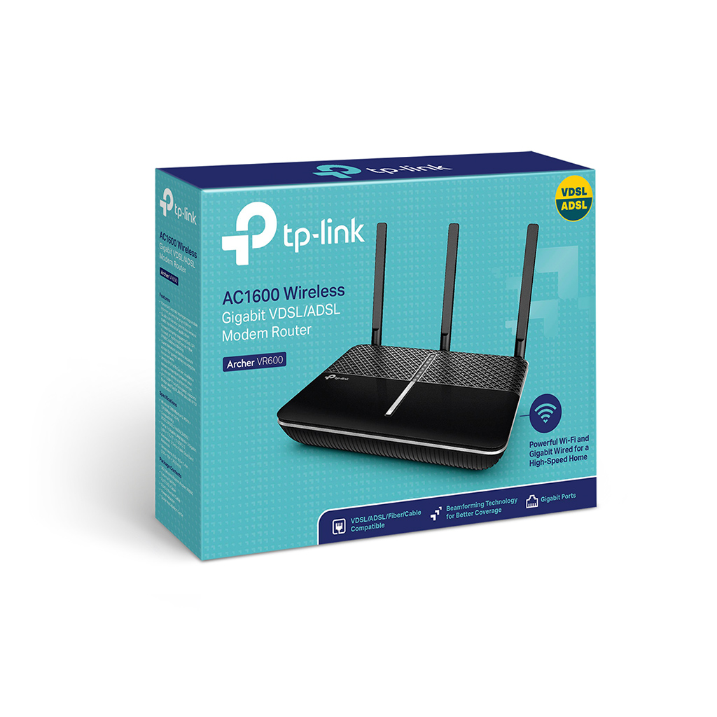 TP-LINK ARCHER VR600, AC1600, 4 Port GigaBit, Dual Band Wifi, 1300Mbps, 3xAnten, 3G-4G USB Desteği, VDSL2, ADSL2+ MODEM