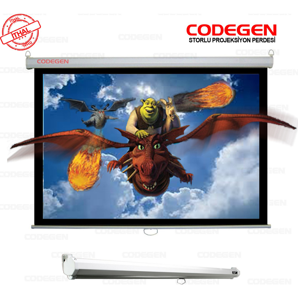 Codegen AX-18 STORLU PROJEKSİYON PERDESİ 180x180 (Arkası Siyah Fonlu - Duvar/Tavan Asılabilir)