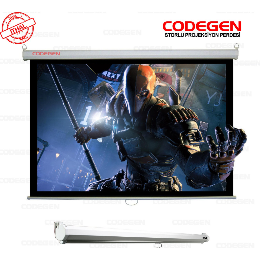 Codegen AX-24 STORLU PROJEKSİYON PERDESİ 240x200 (Arkası Siyah Fonlu - Duvar/Tavan Asılabilir)