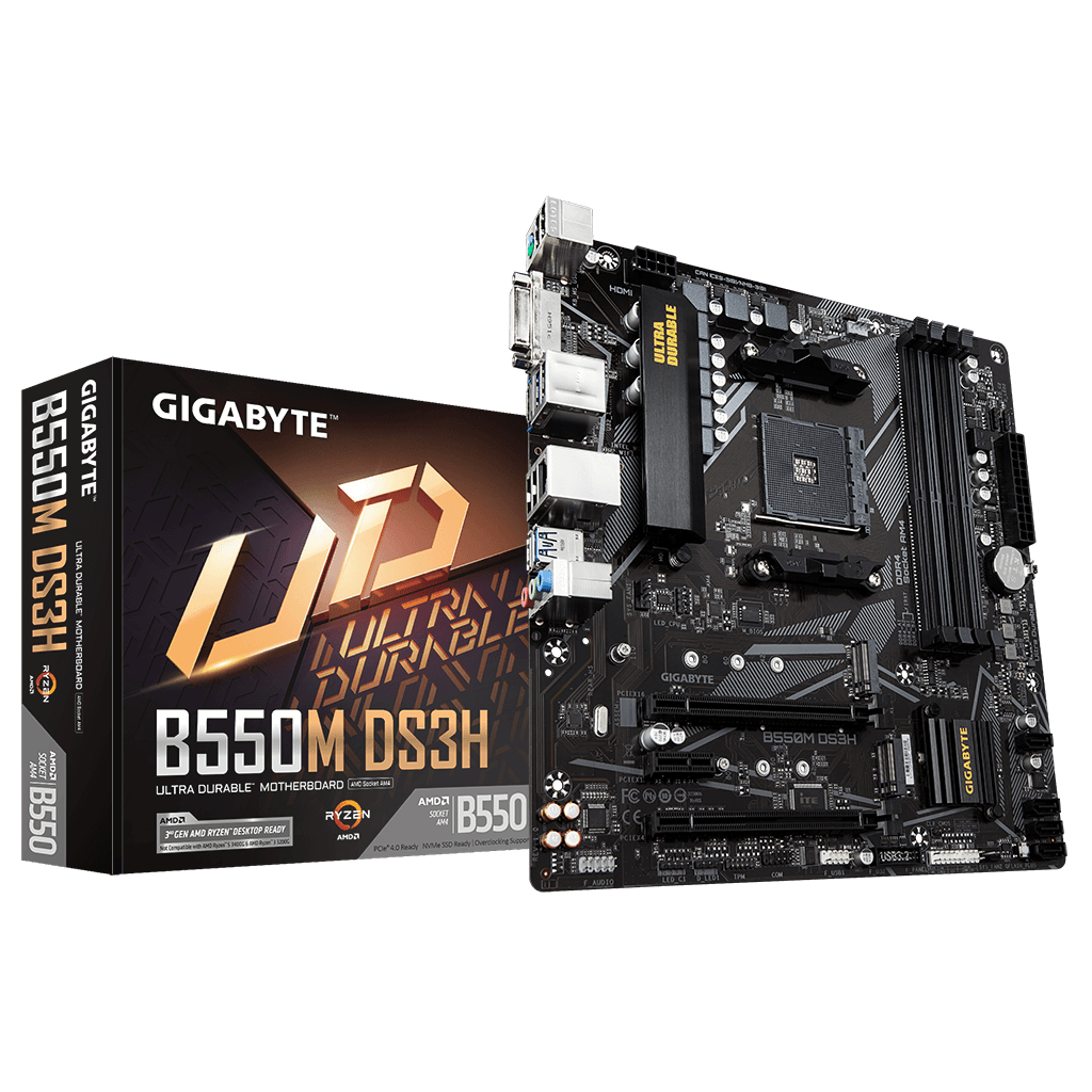 GIGABYTE B550M-DS3H, rev.1.5, 4xDDR4, 2xM.2, DVI, HDMI, AM4 Soket Anakart