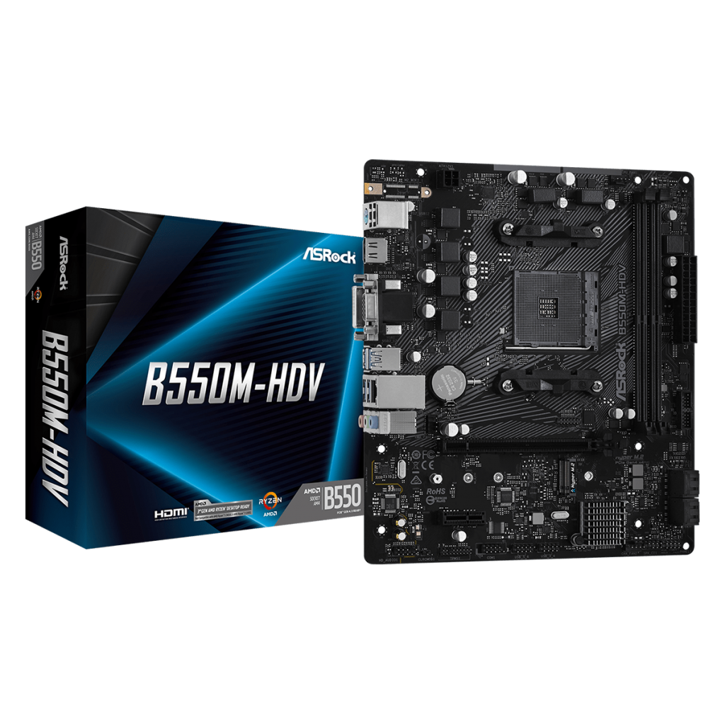 ASROCK, B550M-HDV, 2xDDR4, M.2, D-SUB, DVI, HDMI, AM4 Soket Anakart