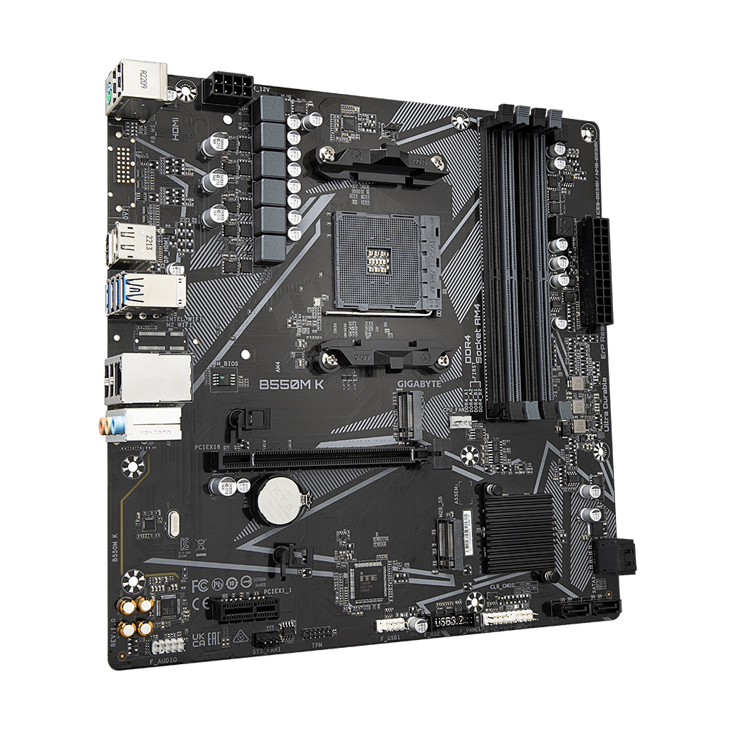 GIGABYTE B550M K, rev.1.0, 4xDDR4, 2xM.2, DP, HDMI, AM4 Soket Anakart