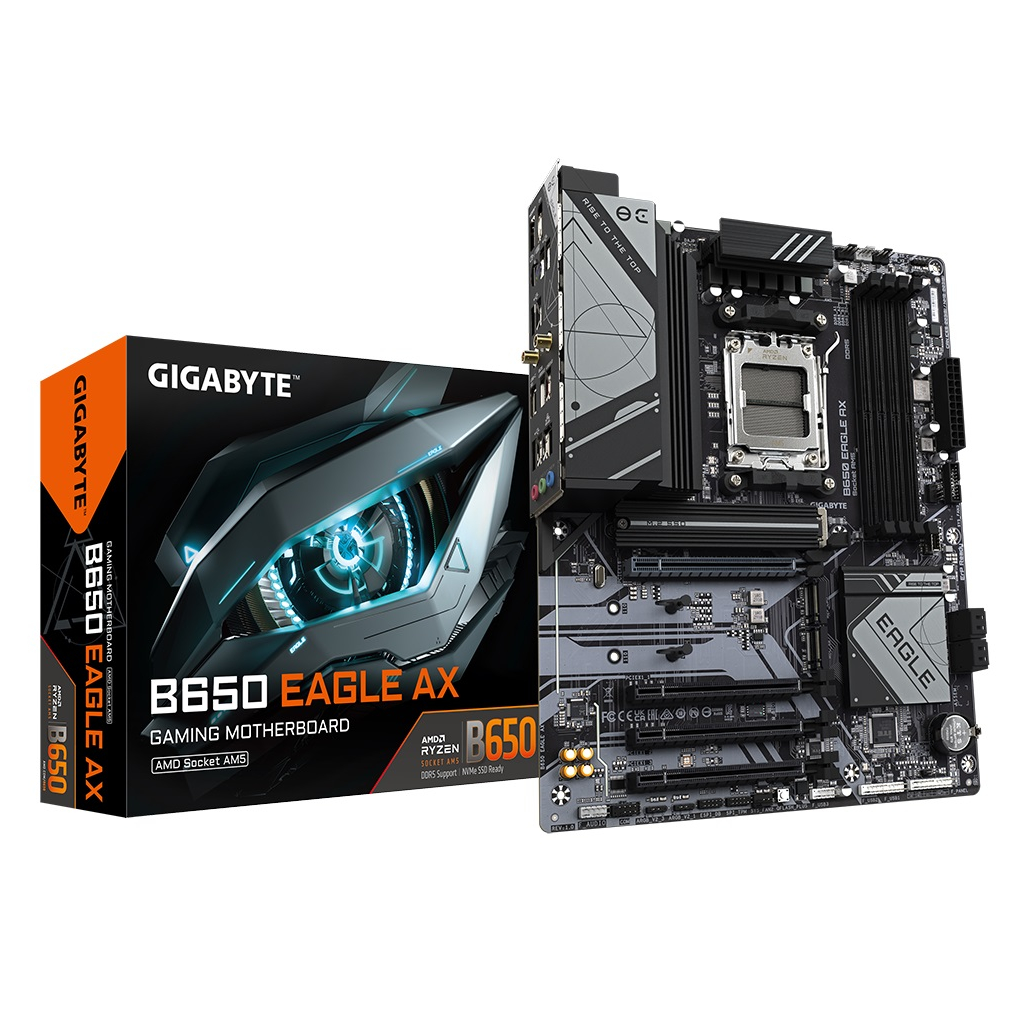 GIGABYTE B650 EAGLE AX, 4xDDR5, 3xM.2, DP, HDMI, VGA, Type-C, Wi-Fi 6E, Bluetooth v5.3, AMD Ryzen 7000 Serisi, AM5 Soket Anakart