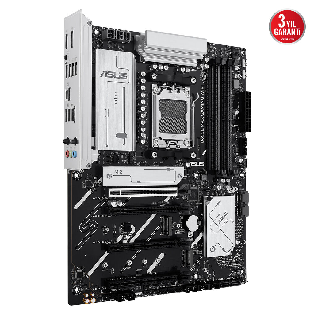 ASUS B650E MAX GAMING WIFI, 4xDDR5, 3xM.2, DP, HDMI, Type-C, Wi-Fi 6E, Bluetooth v5.3, AMD Ryzen 7000 Serisi, AM5 Soket Gaming Anakart