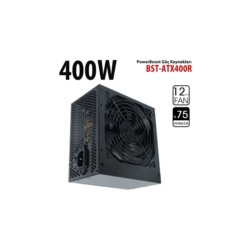 PowerBoost BST-ATX400R 400W, Sata, 12cm Fan,  BOX PSU