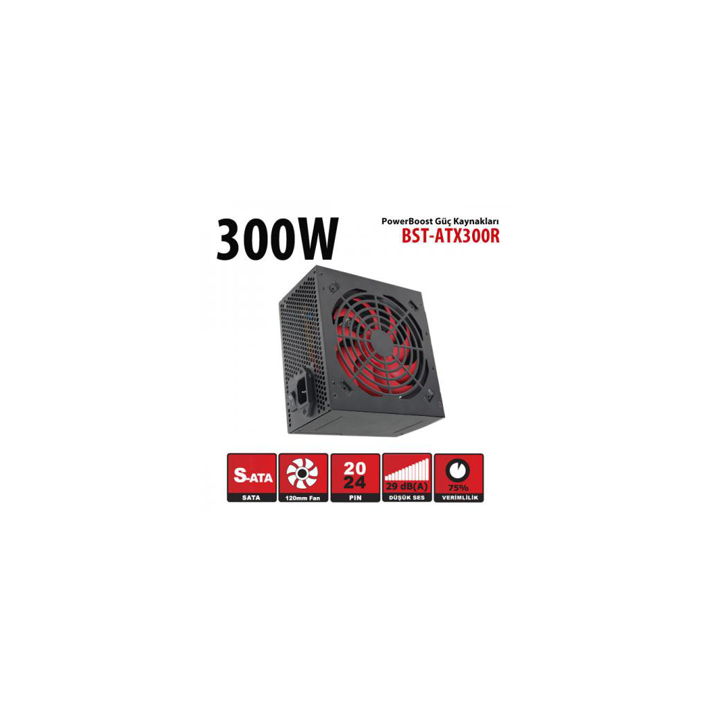 PowerBoost BST-ATX300R 300W, Sata, 12cm Fan,  BOX PSU