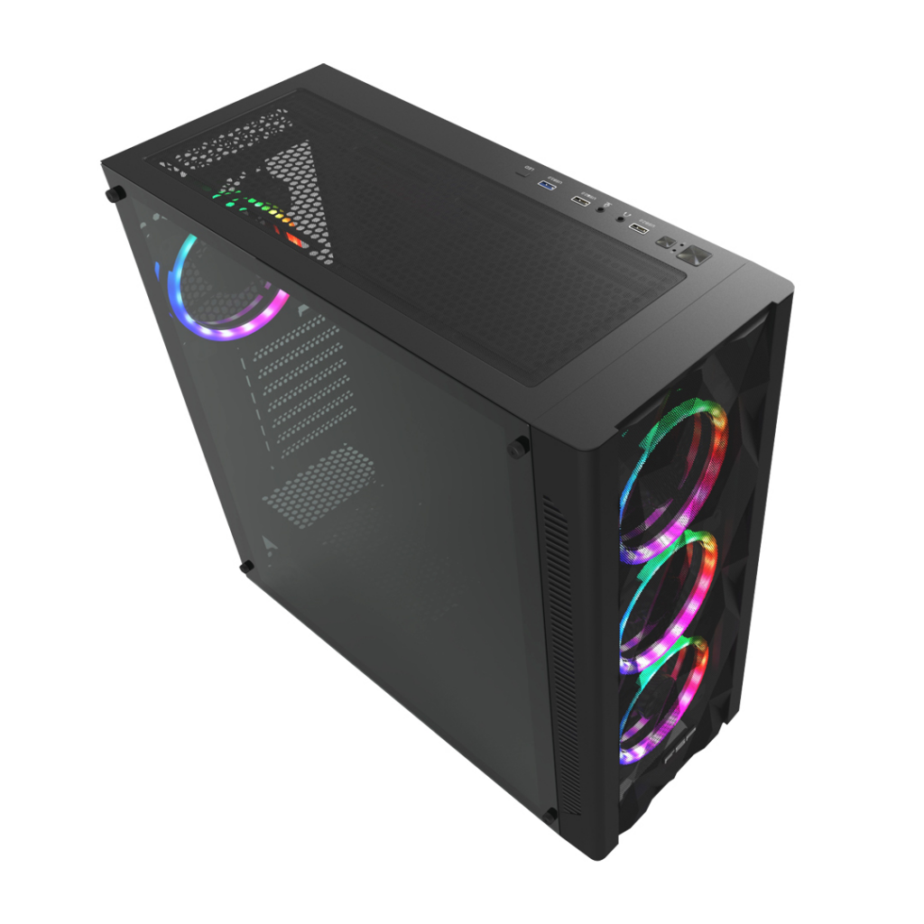 FSP CMT595AL Mid Tower, 750W 80+ Bronze, Siyah,  Temperli Cam, RGB, ATX GAMING KASA