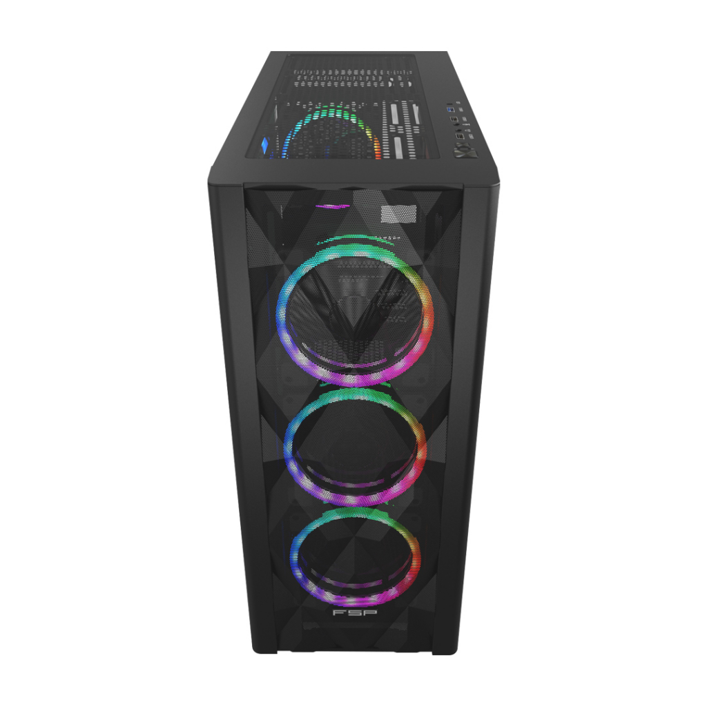 FSP CMT595AL Mid Tower, 750W 80+ Bronze, Siyah,  Temperli Cam, RGB, ATX GAMING KASA