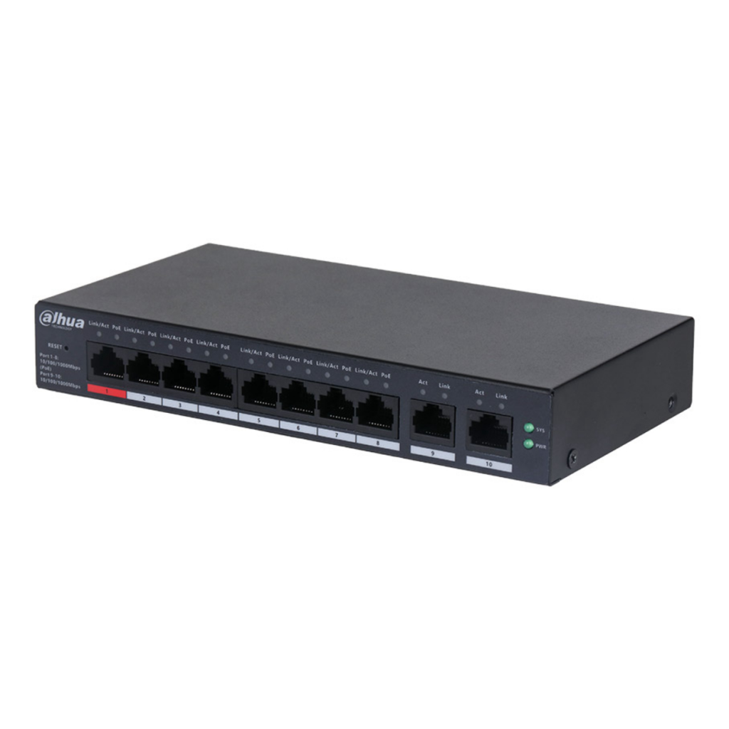 DAHUA CS4010-8GT-110, 8 Port, Gigabit, 8 Port PoE, 110W, +2 Port Uplink, Cloud Yönetilebilir, Switch