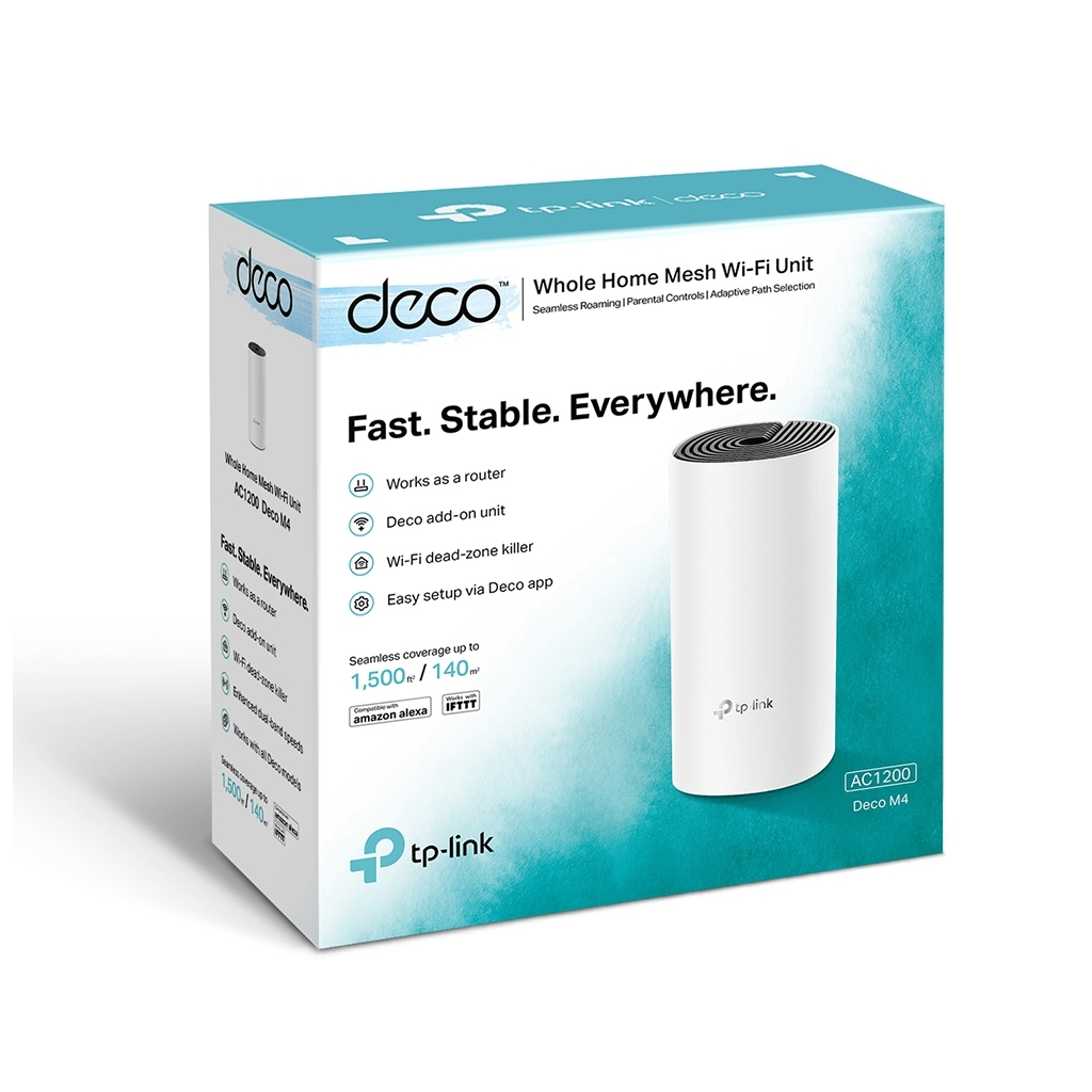 TP-LINK DECO-M4, AC1200, Tekli Mesh, 300-867Mbps, Dual Band, 2Port Gigabit Lan, 110m2 kapsama Alanı, Router, Geniş Alan İnternet Ağı Sağlayıcısı