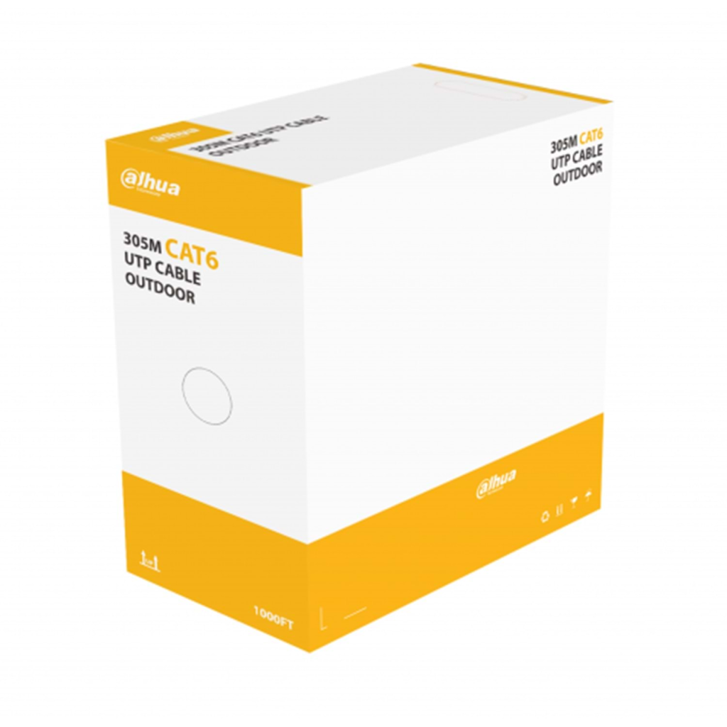 DAHUA 305metre CAT6 Utp 23AWG Siyah Saf Bakır Kablo (PE) DH-PFM920-6UN