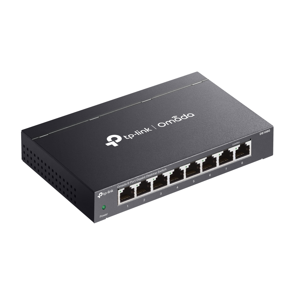 OMADA DS108G, 8 Port Gigabit,  Yönetilemez, Masaüstü/Vesa Metal Kasa Sessiz Switch
