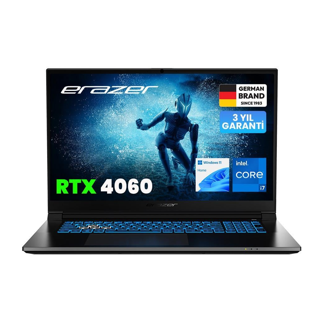 ERAZER Defender P50i, MD62643, i7-12650H, 17&quot;  FHD, 144Hz, 16Gb Ram, 1TB NVMe M.2 SSD, 8GB RTX4060 Ekran Kartı, Win11 Home, Gaming Notebook