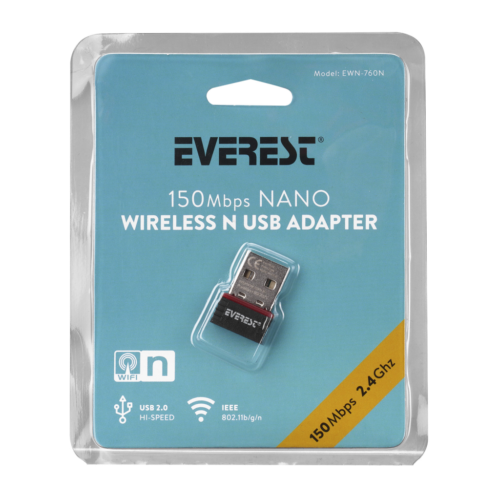 EVEREST EWN-760N, 150Mbp, 2.4Ghz, MT7601, USB2.0, WIRELESS ETHERNET